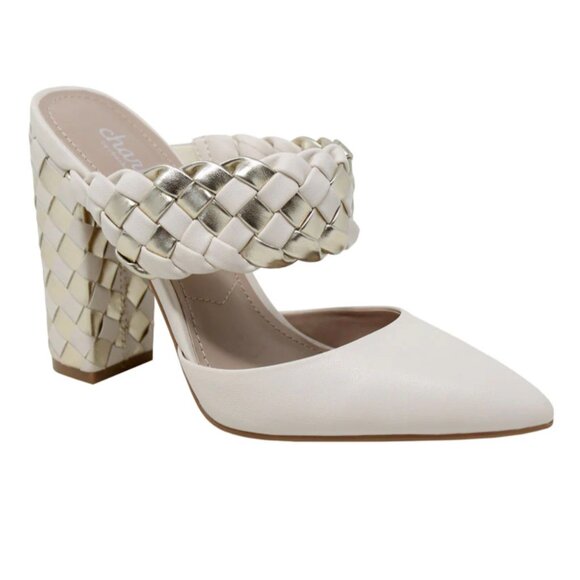 Charles by Charles David Micky Cream Metallic Woven Block Heel Pump Size 9 - Picture 2 of 9